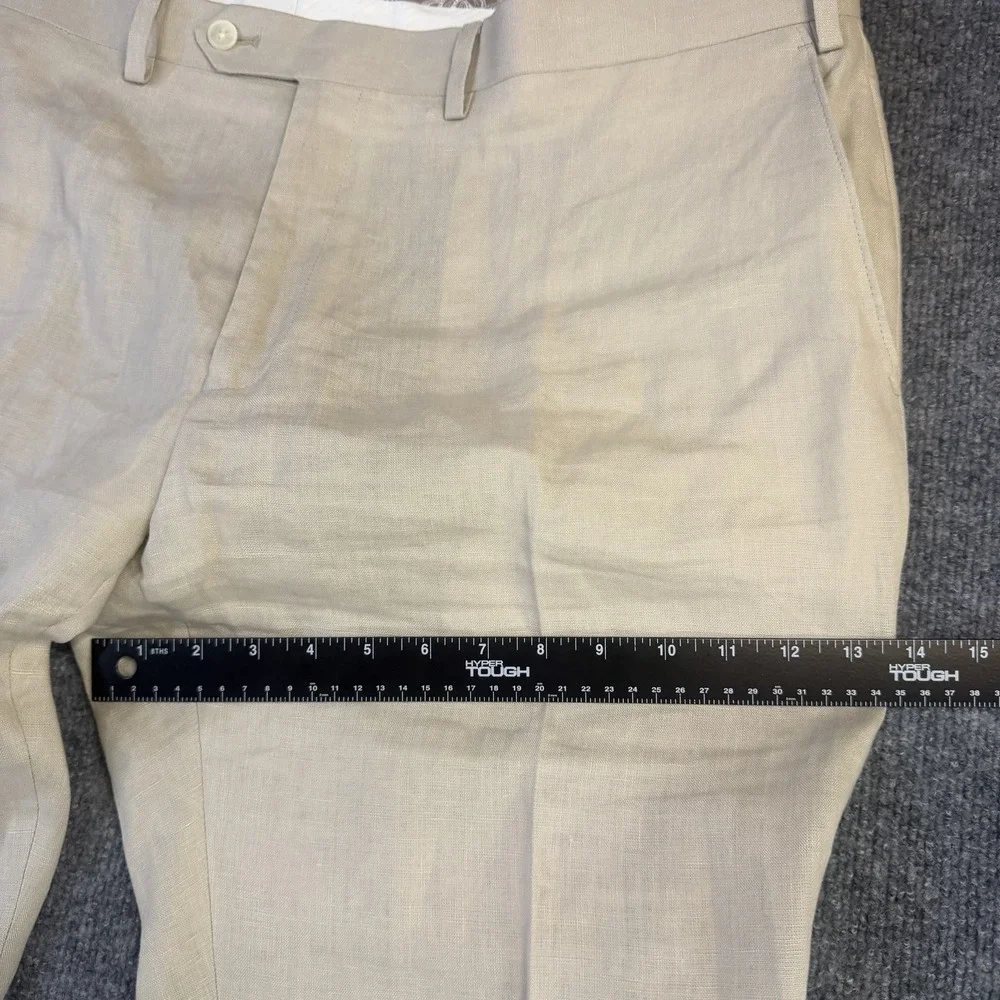 Lauren Ralph Lauren Pants Mens 42x30 Beige 100% Linen Dress Flat Front (44x30)